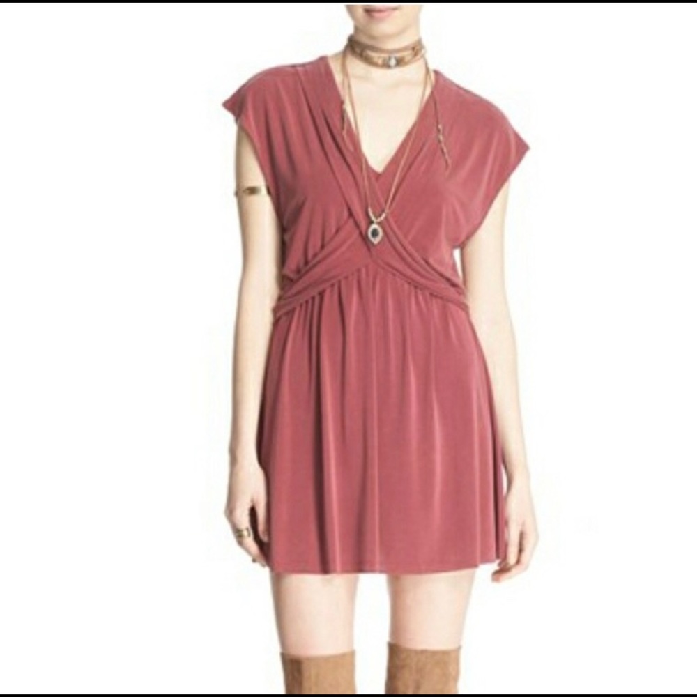 Free People Criss Cross Mini Dress in Mulberry